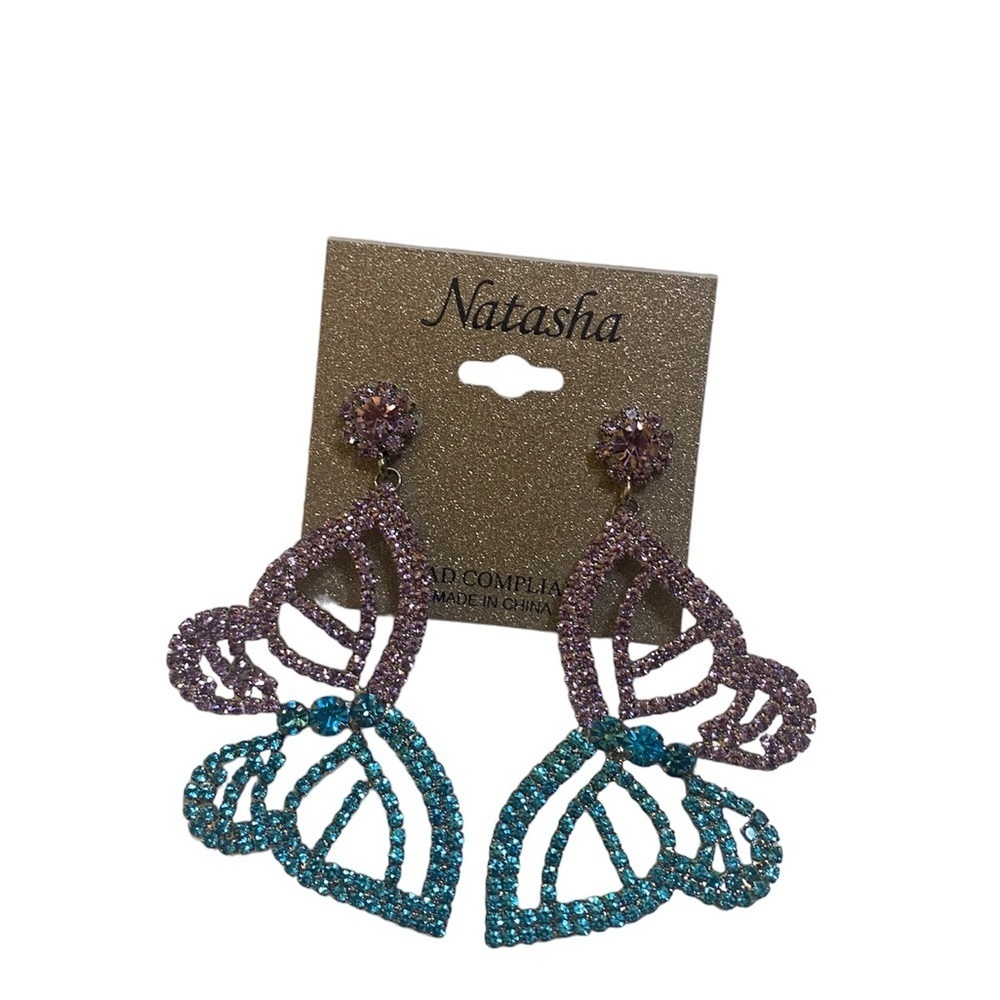 Natasha Rhinestone Butterfly Earrings - Picture 2 of 5